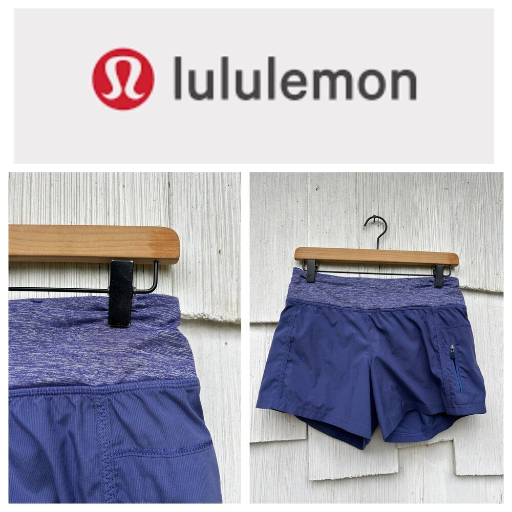 Lululemon Speed Up Short 4" Royalty Blue Zipper Pocket Running Activewear Sz 4